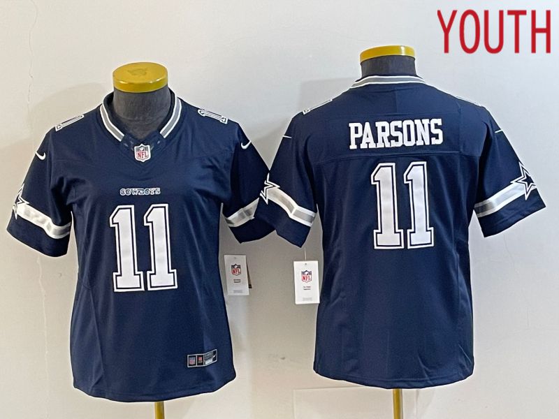 Youth  Dallas Cowboys #11 Parsons Blue 2023 Nike Vapor Limited NFL Jersey style 4